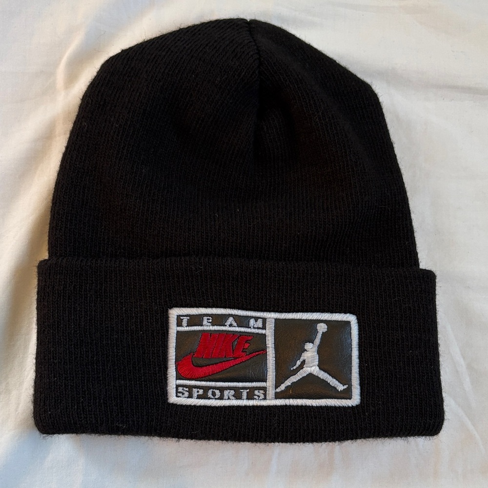 Nike Jordan Black Beanie with Red Team Sports Patch